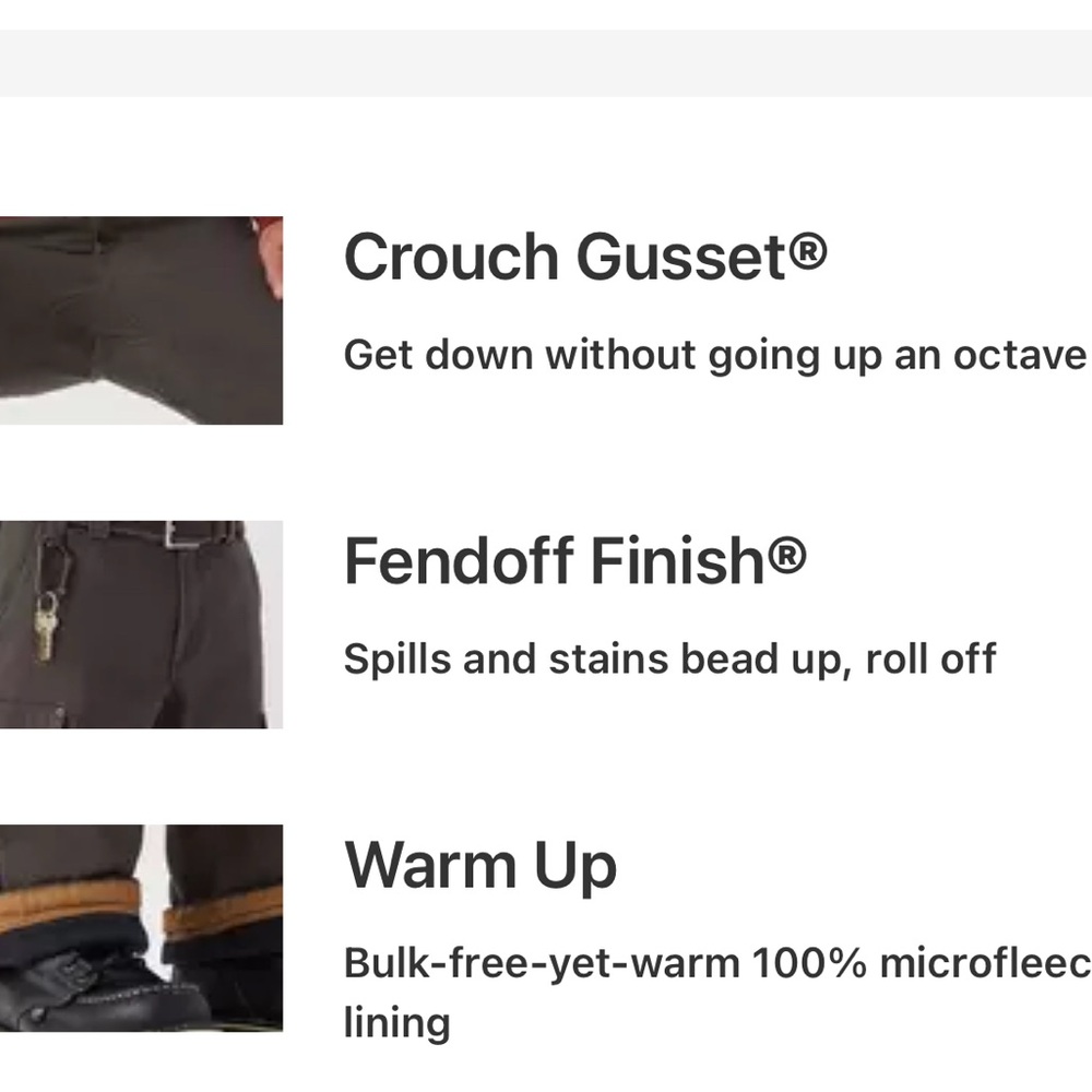 NWT - Duluth Trading Co Men's Dark Brown Fleece lined Cargo Pants: 38 x 34 - Picture 6 of 13
